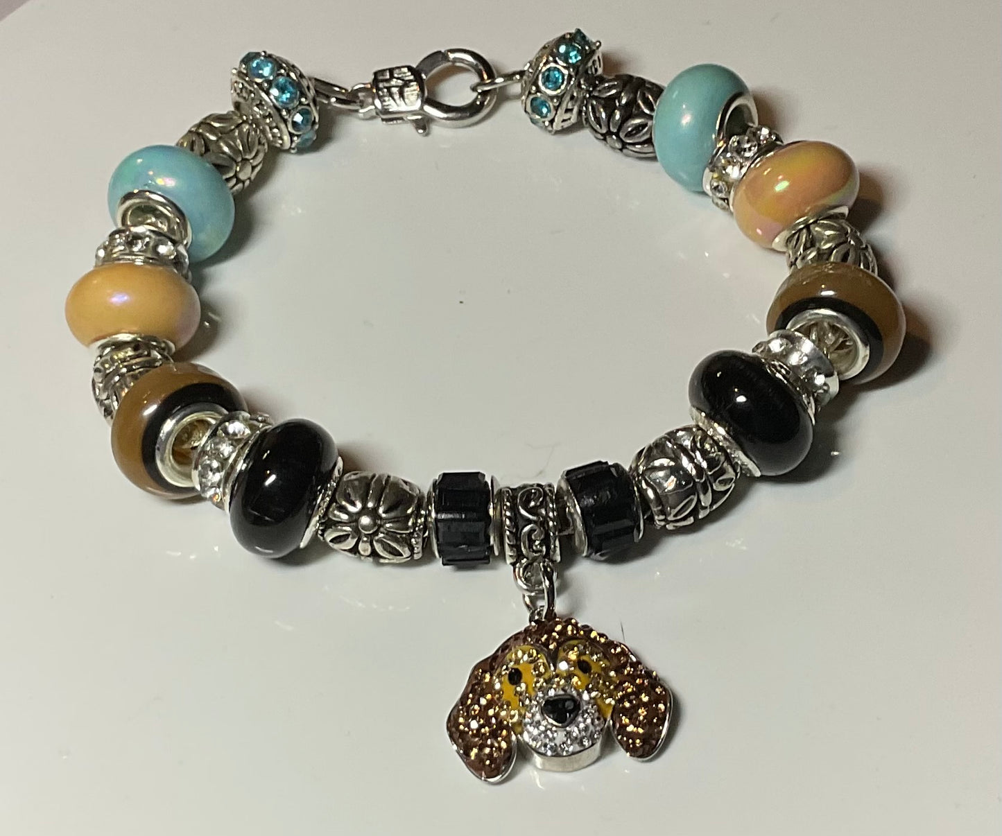 Brown Dog European Glass Bracelet
