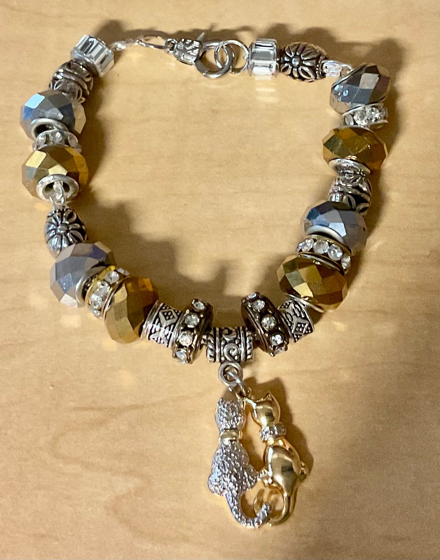 Silver & Gold Cat Buddies Charm Bracelet