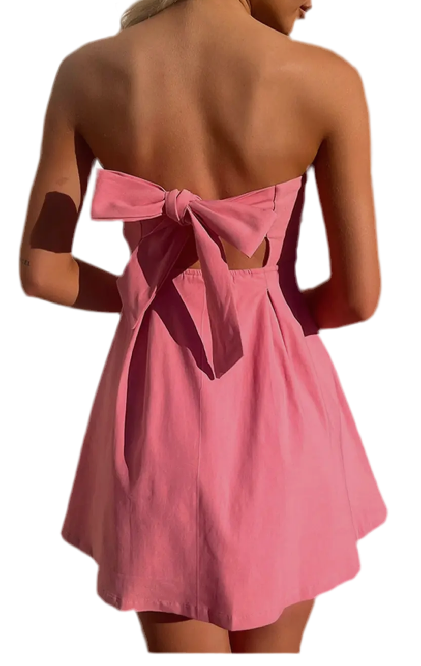 Off shoulder open back mini dress