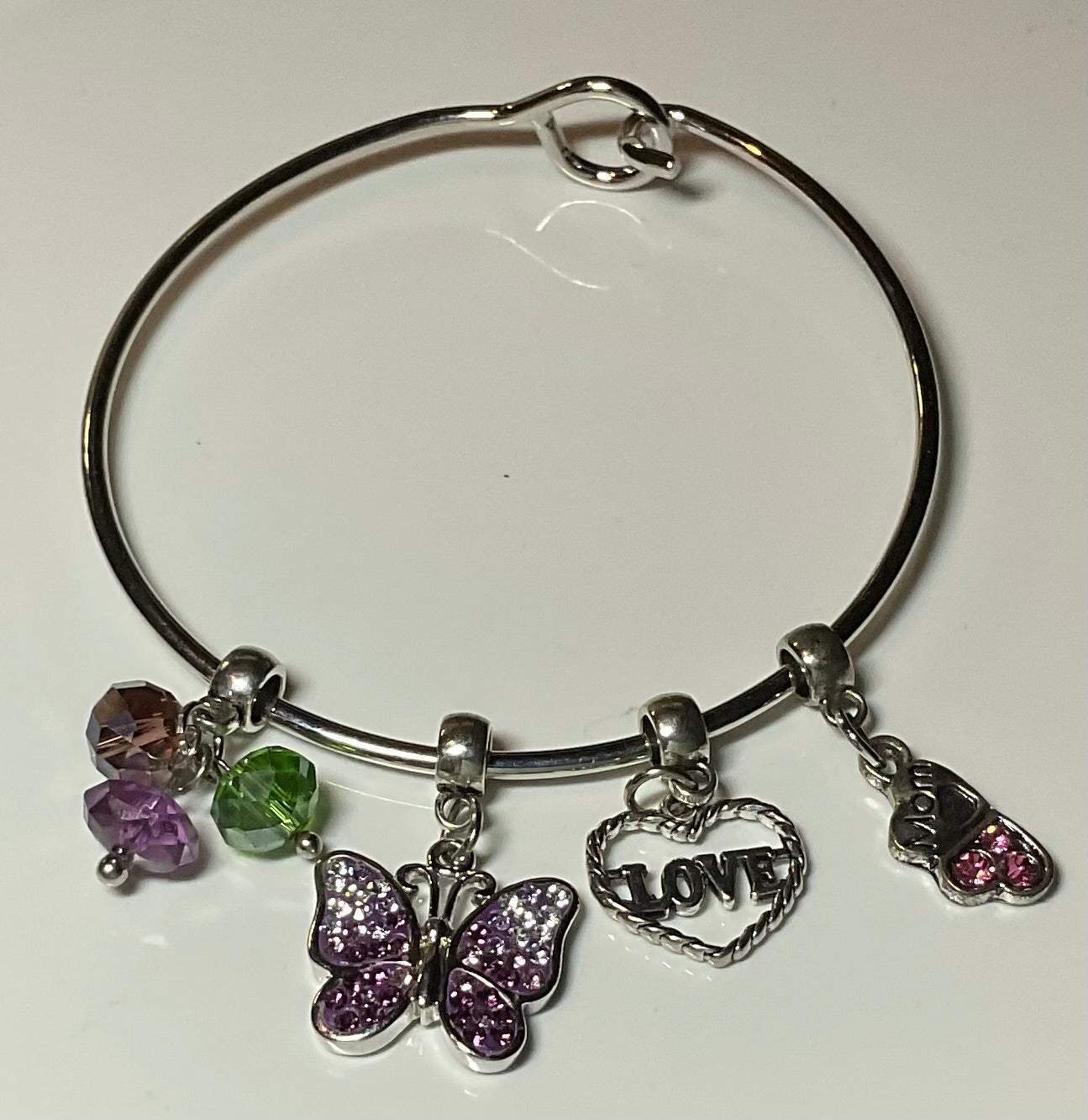 Purple Butterfly Bangle Bracelet