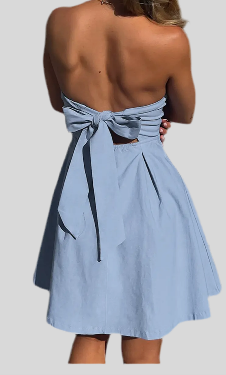 Off Shoulder Open Back Mini Dress