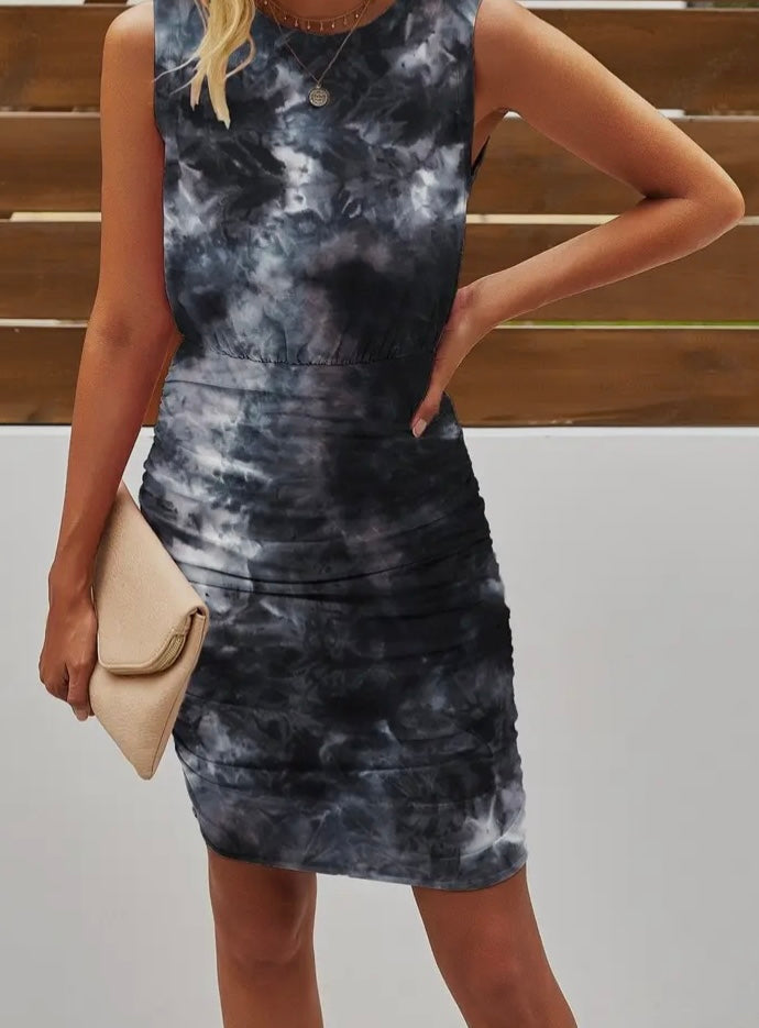 Tie Dye Sleeveless Party Dress