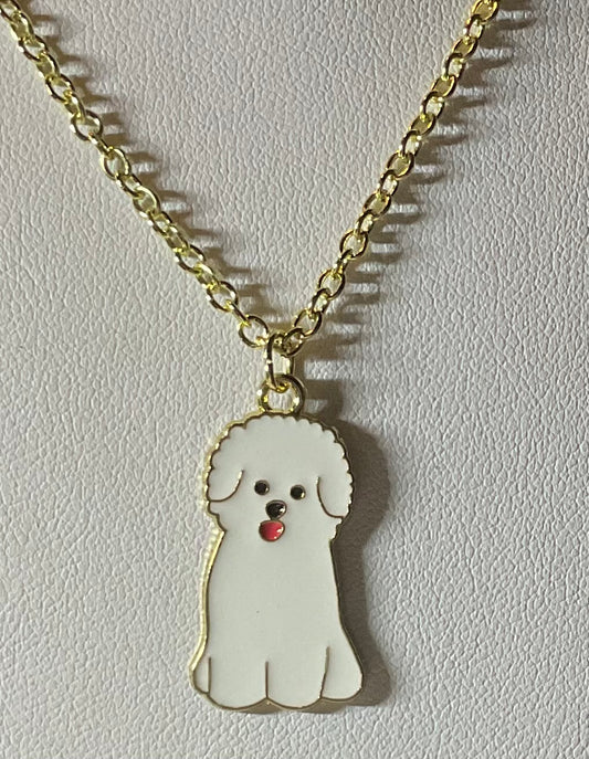 White Fluffy Puppy Necklace
