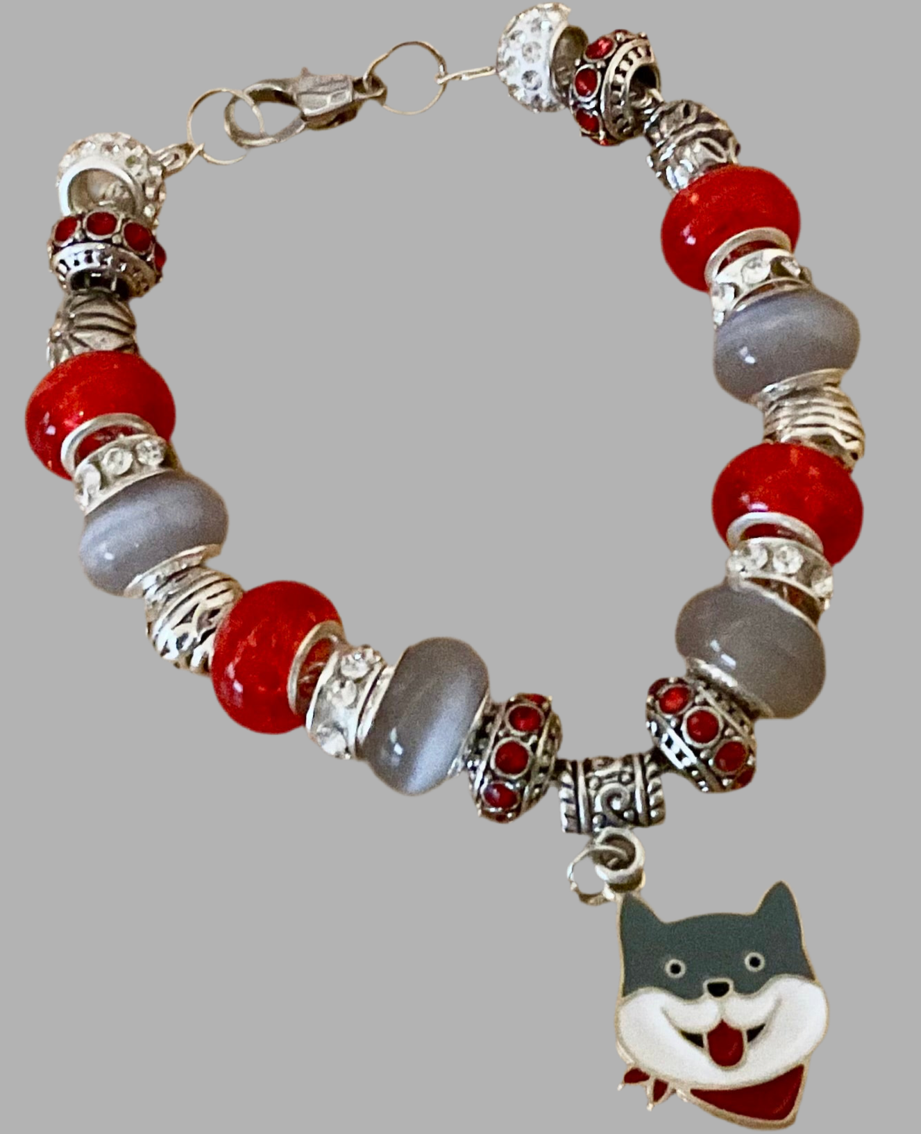 Grey & White Dog charm bracelet