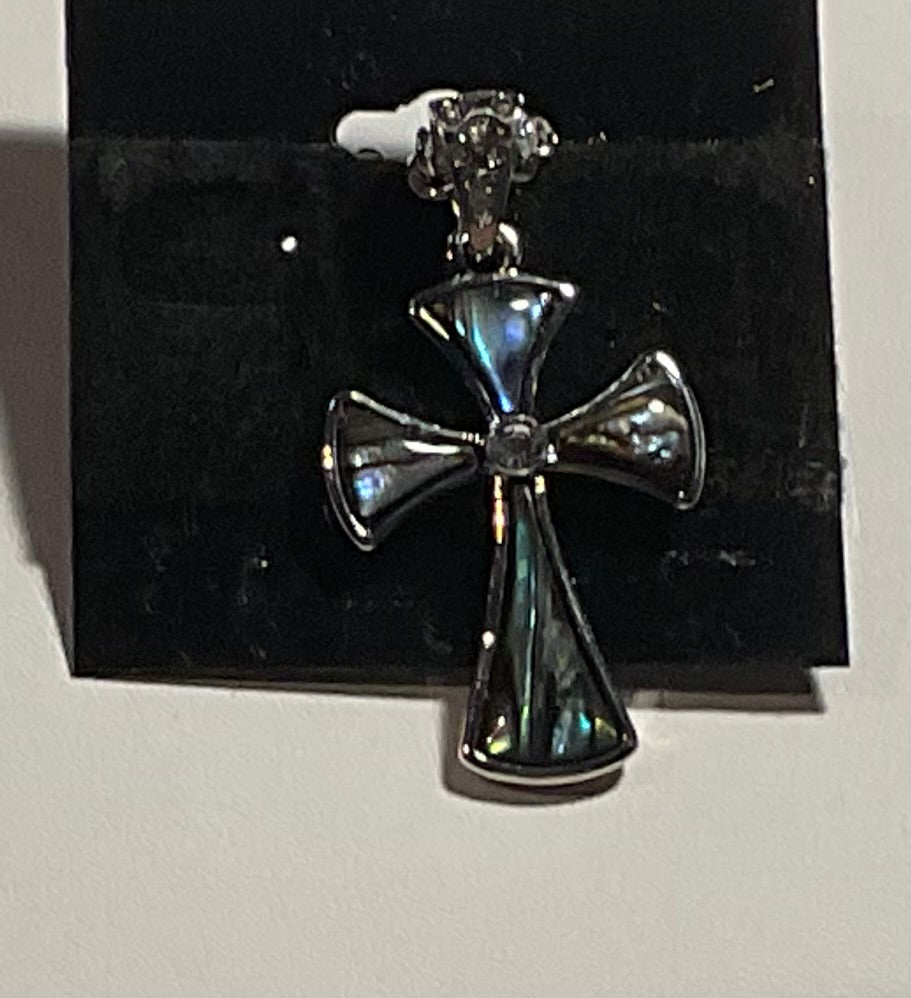 1 Inch Abalone Cross Necklace