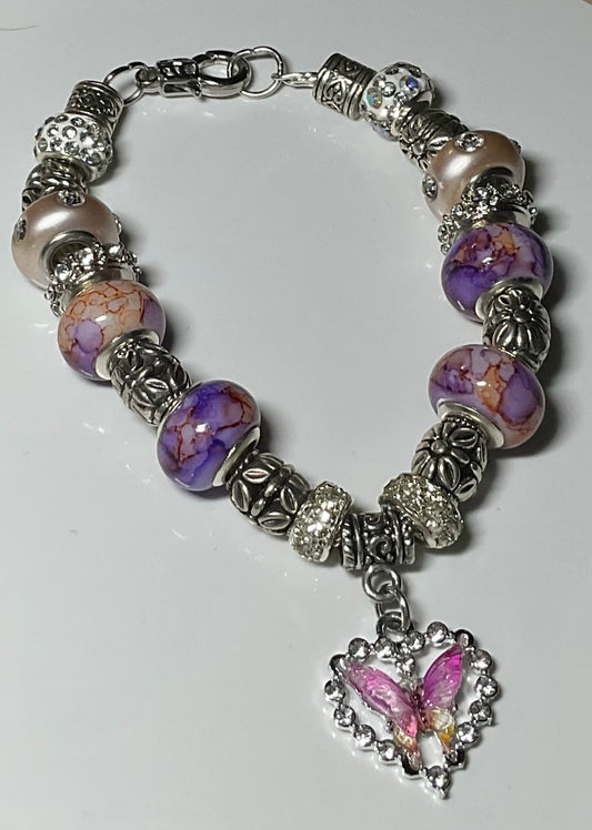 Pink Butterfly Charm Bracelet