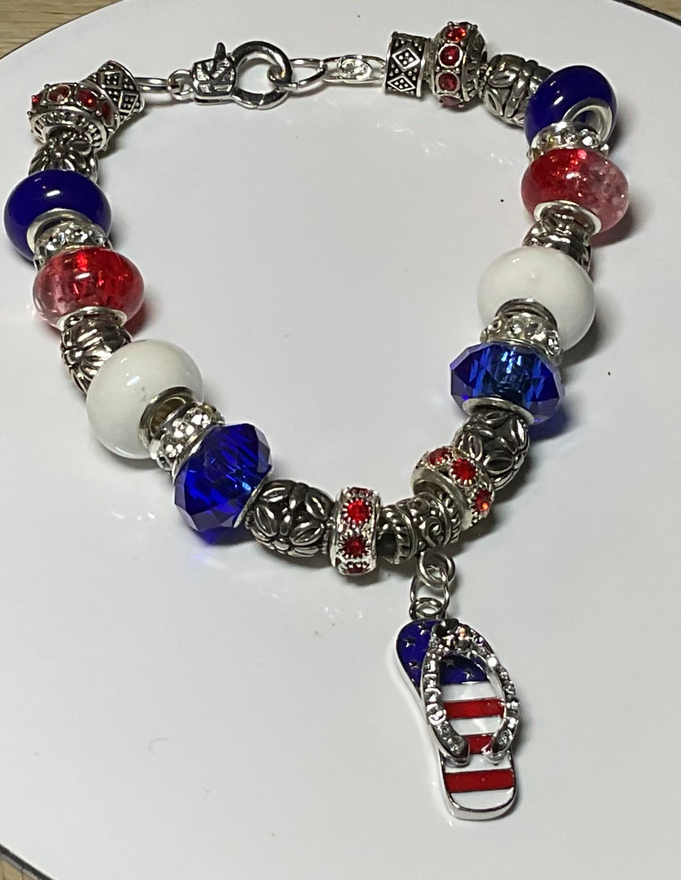 Red, White & Blue Flip flop charm bracelet