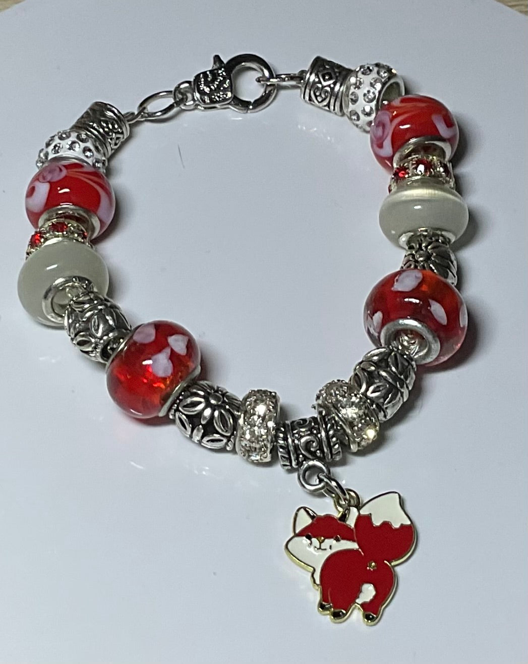 Red & White Foxy Lady Charm Bracelet