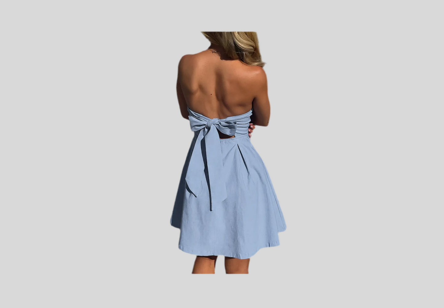 Off Shoulder Open Back Mini Dress