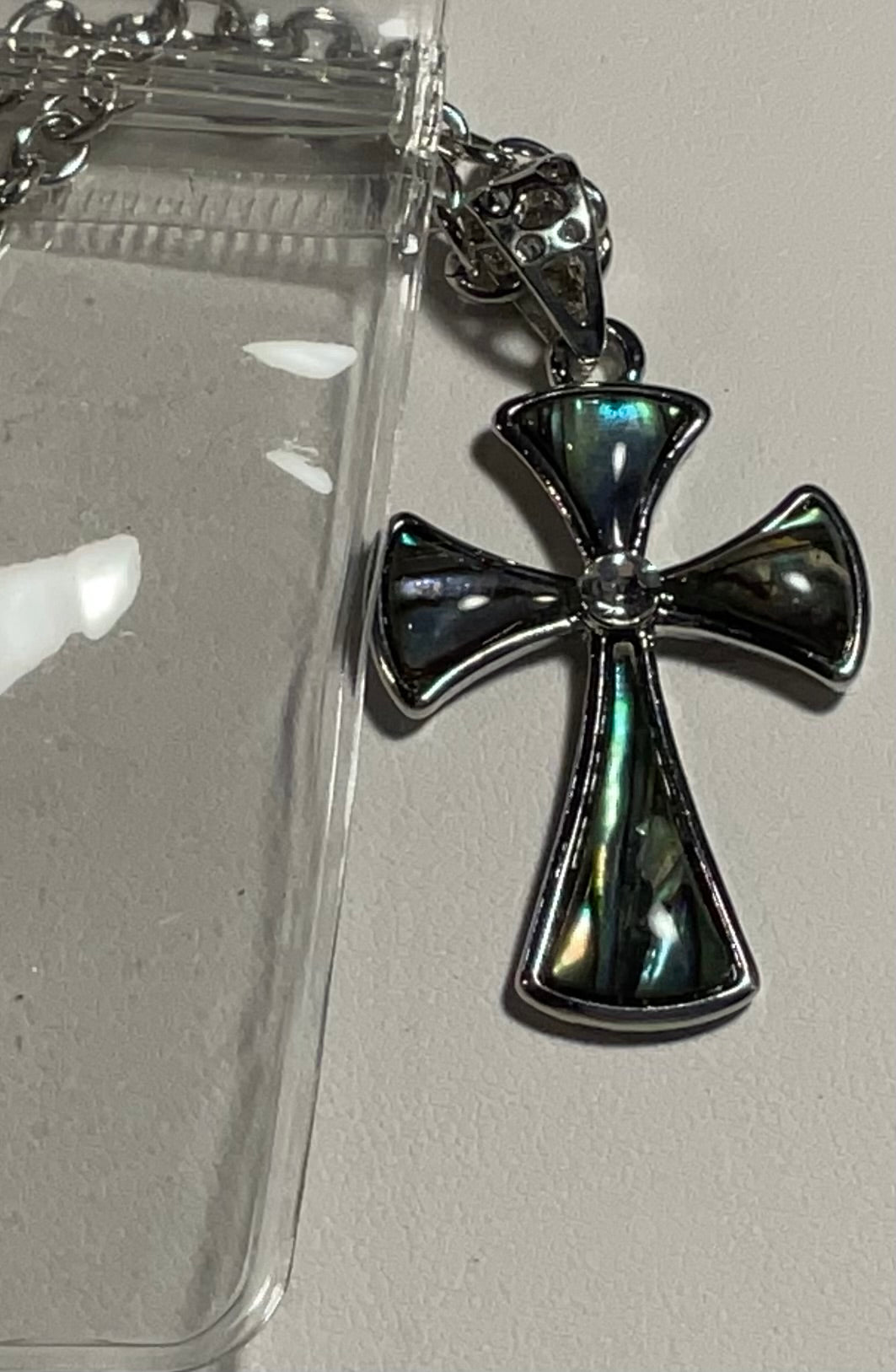 1 Inch Abalone Cross Necklace