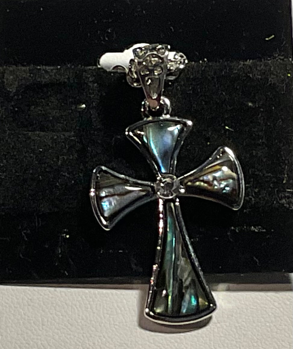 1 Inch Abalone Cross Necklace