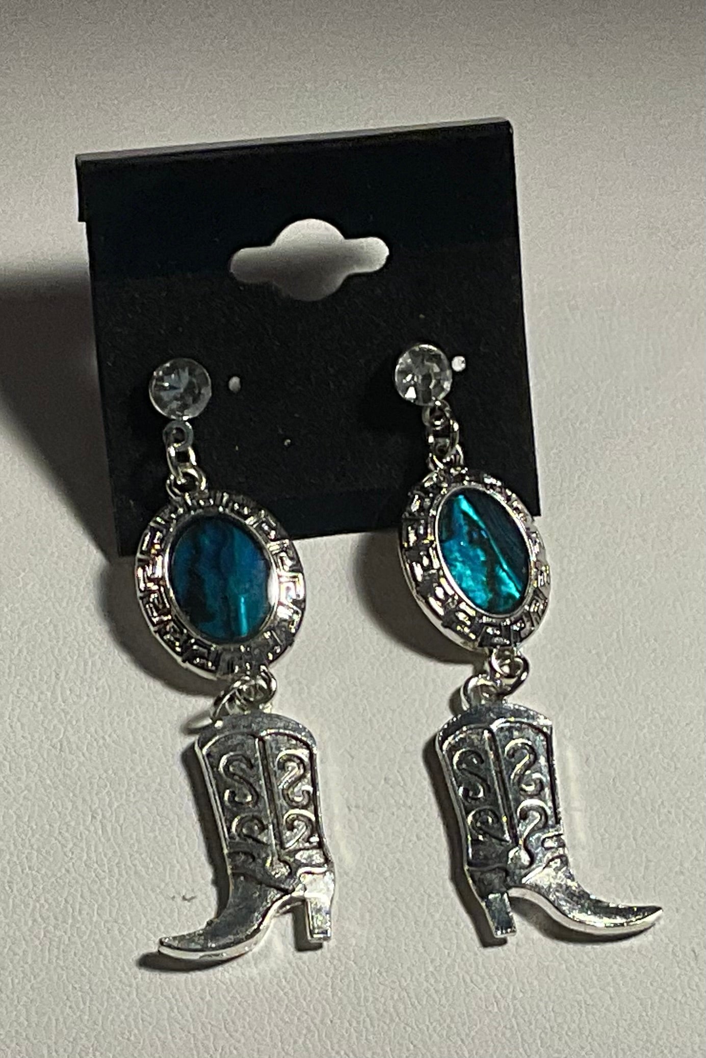 Abalone Cowboy Boot Earrings