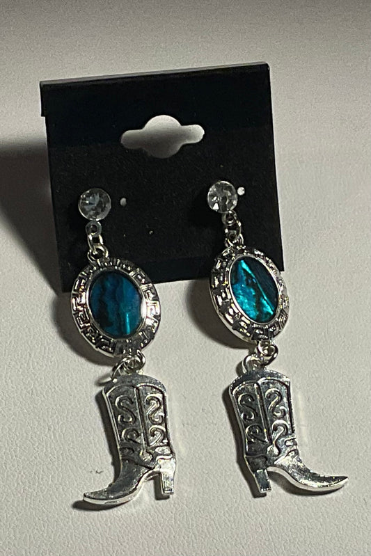 Abalone Cowboy Boot Earrings