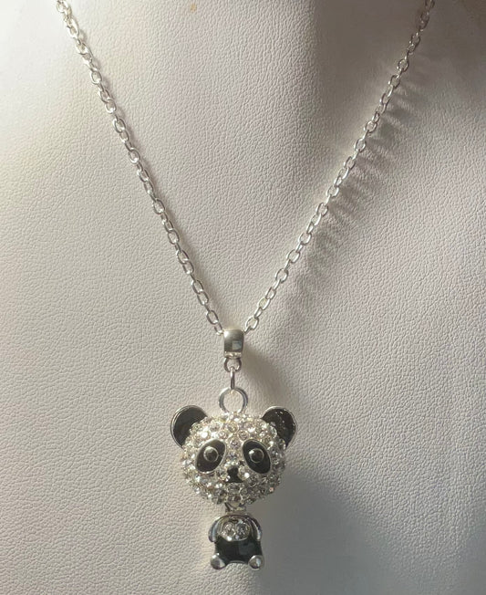Rhinestone Panda Necklace