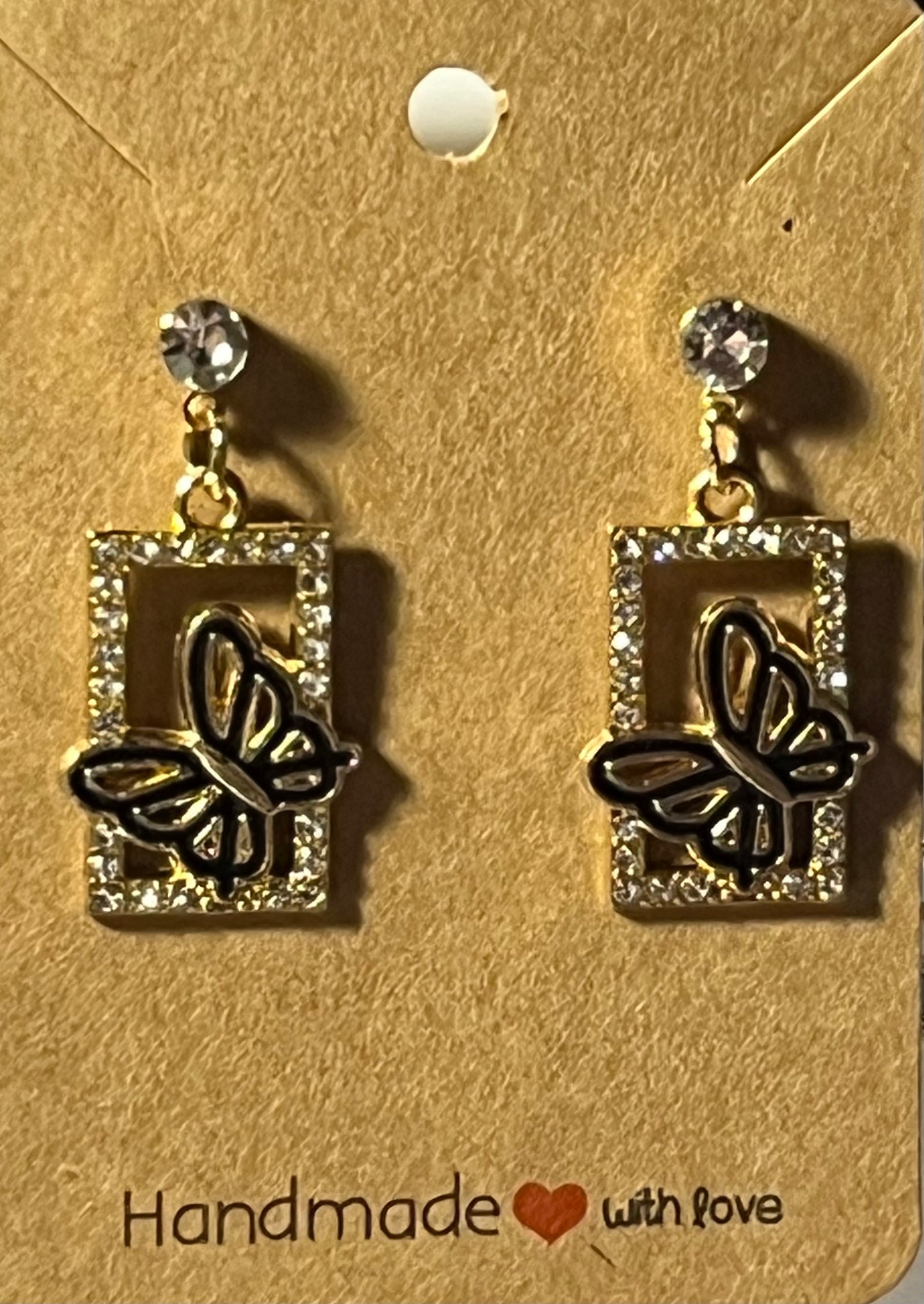 Gold and Black Butterfly Earrings